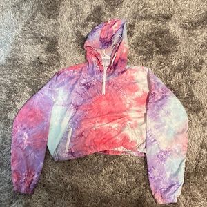A XL multicolored crop top hoodie